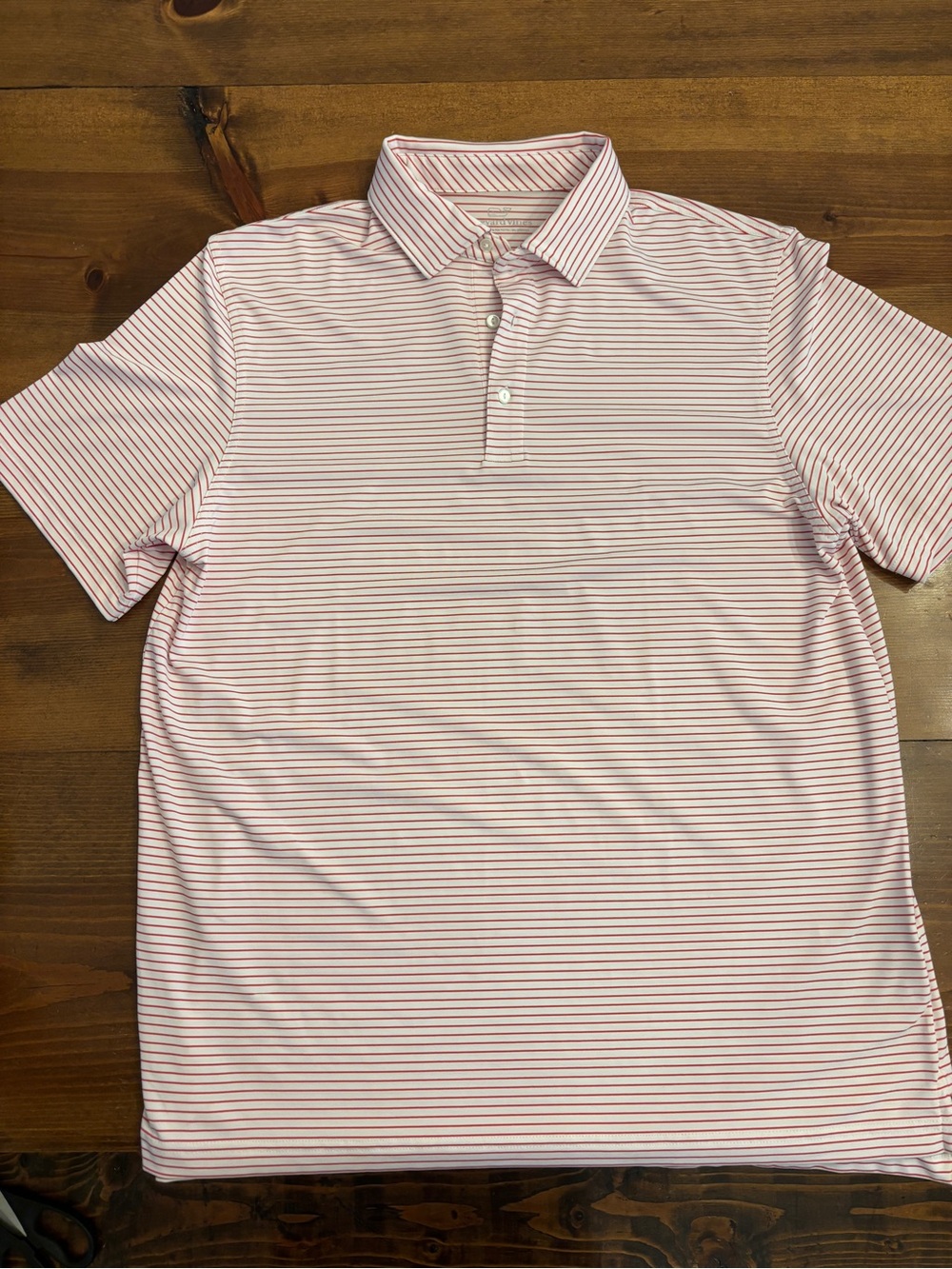 Men’s Vineyard Vines Red/White Striped Polo Shirt Large